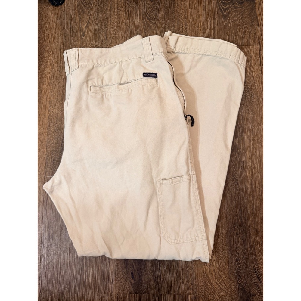 Columbia Mens Canvas Utility Pants 38x32 Tan Cargo Pockets Gorpcore